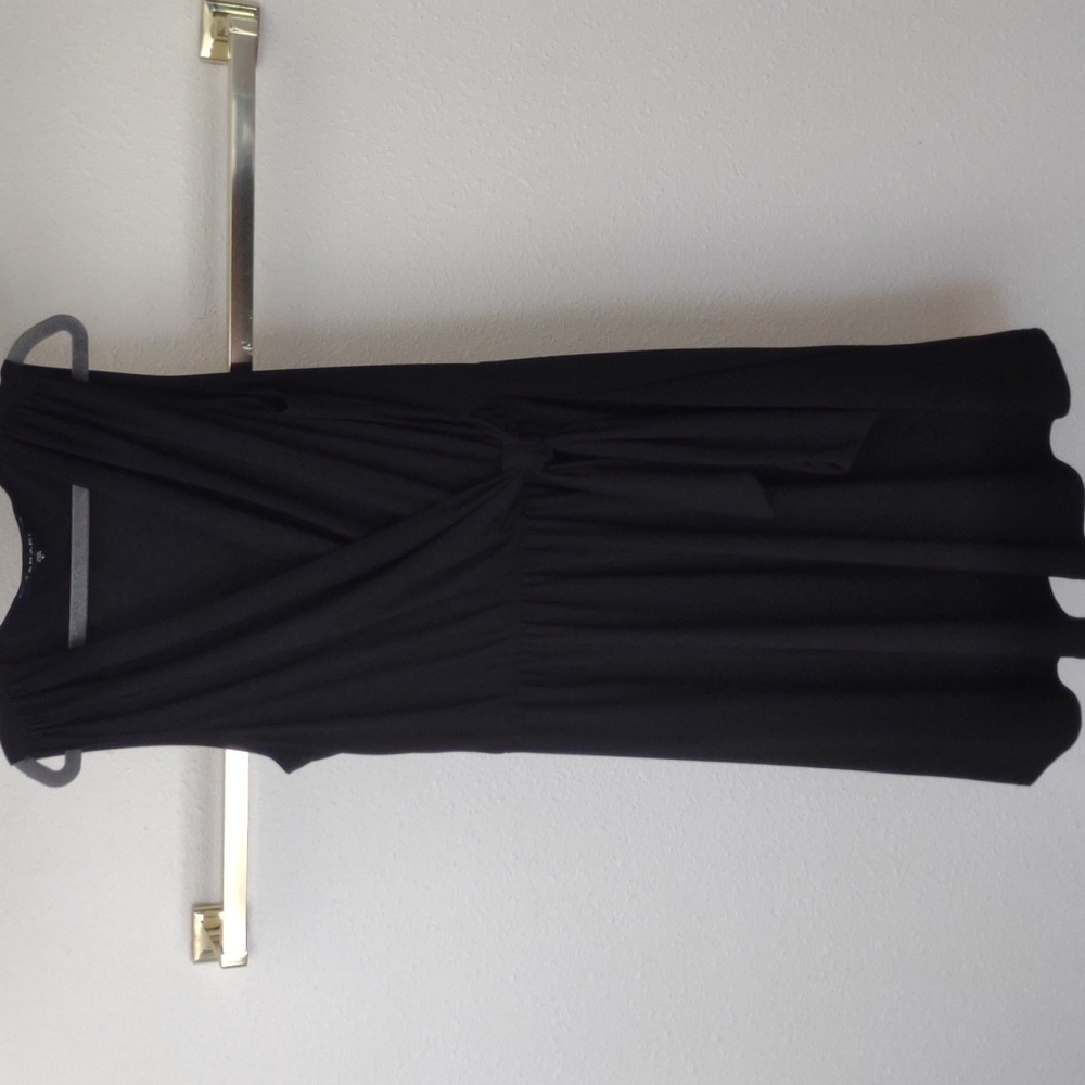 TAHARI black faux wrap size small dress